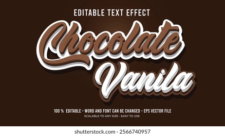 chocolate vanila editable text effect,chocolate vanila editable 3D text 