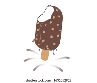 Chocolate vanilla almond ice cream on a white background