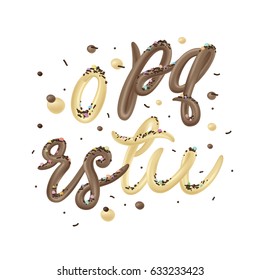 Chocolate and Vanilla Cream isolated on White Background. Soft Ice Cream Font. Popsicle vector alphabet. Cold sweets ABC. Food typography. Edible letters. Dessert lettering. Frozen type.