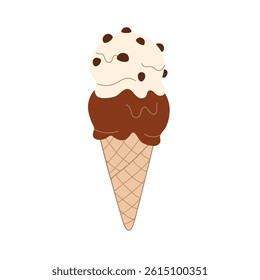 chocolate and vanilla ice cream cone vector illustration