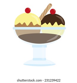 chocolate and vanilla ice cream isolated