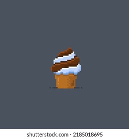 chocolate vanilla ice cream in pixel art style