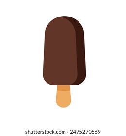  chocolate vanilla ice cream popsicle. Summer comfort fast food vector illustration for gift card, flyer, certificate banner, logo, patch, sticker