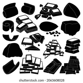 Chocolate vector black set icon. Vector illustration cocoa bar on white background. Isolated black set icon chocolate.
