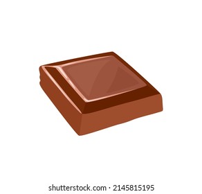 Chocolate vector icon. Piece of chocolate bar. Flat illustration.