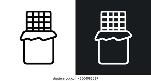 Chocolate vector icon set black and white filled and outlined style.