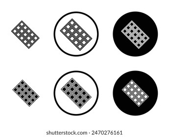 Chocolate vector icon set. sweet dark milk bar chocolate sign suitable for apps and websites UI designs.