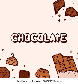 Chocolate vector illustration. Chocolate design cover or banner. Doodle style