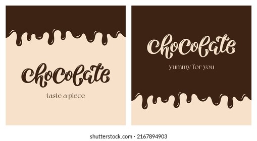 Chocolate Vector Lettering Illustration to celebrate world chocolate day on tasty background. Template for uniform, cover, poster, invitation, post card, banner, social media