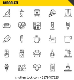 chocolate vector line icons set. ice cream, ice cream and ice cream Icons. Thin line design. Modern outline graphic elements, simple stroke symbols stock illustration