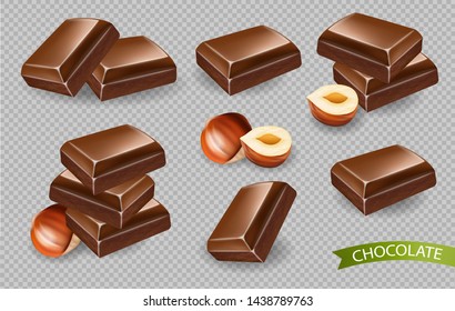 Chocolate Vector realistic isolated on transparent background. Template detailed candies for design label, print, project