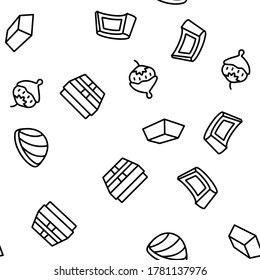 Chocolate Vector Seamless Pattern Thin Line Illustration