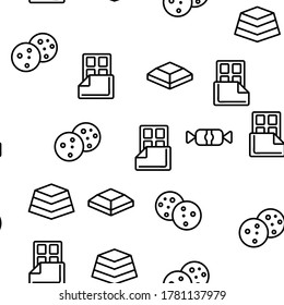 Chocolate Vector Seamless Pattern Thin Line Illustration