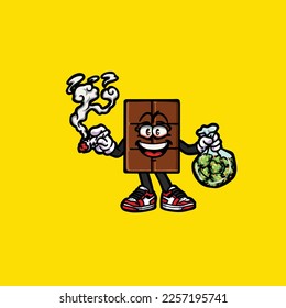 chocolate vector smoking joint hold nug weed cartoon