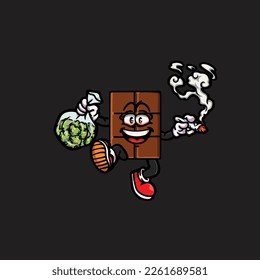 chocolate vector smoking joint hold nug weed cartoon