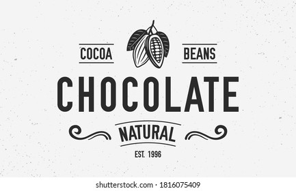 Chocolate - vintage logo concept. Logo of Cocoa Beans, Chocolate, Cacao. Candy logo template. Grunge texture. Vector illustration