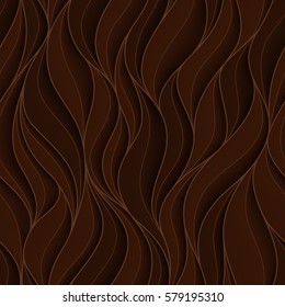 Chocolate volumetric waves. Seamless pattern. Vector illustration.