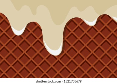 Chocolate wafer with melted milk cream. Vector Eps 10