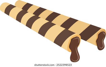Chocolate Wafer Rolls Snack Ilustração isolada no fundo branco
