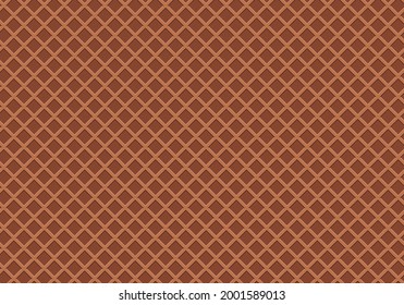 Chocolate wafer seamless pattern. Ice cream cone wafer texture background. Crispy Waffle food texture. 