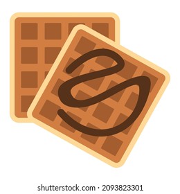 chocolate waffle flat clipart vector illustration