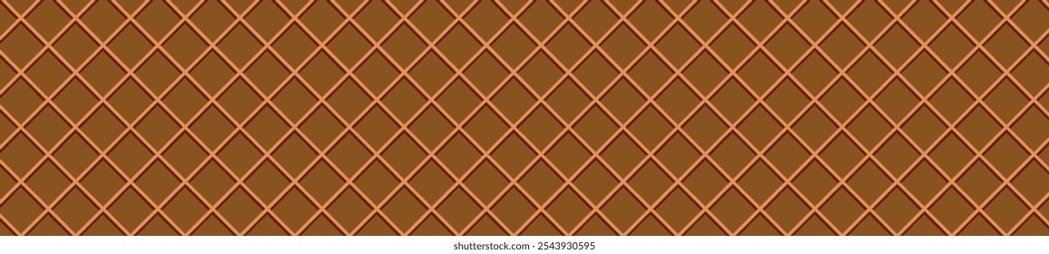 Chocolate Waffle seamless pattern background texture. for ice cream cones, candy, and cake. Flat vector illustration isolated on white background.