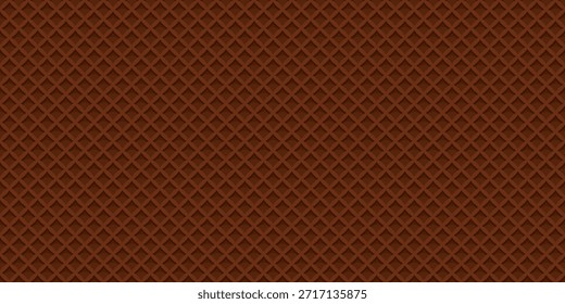 Schokolade Waffel nahtloses Muster. Hintergrund der Eis Wafer Kegel Textur. Abstrakte geometrische Kulisse mit 3D-Rauten. Nahtloses Muster aus braunem Küchentuch, Vektorgrafik