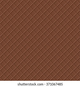 Chocolate Waffle Vector Background. Crispy Snack Illustration. Realistic Food Seamless Pattern. Ice Cream Cone Texture.