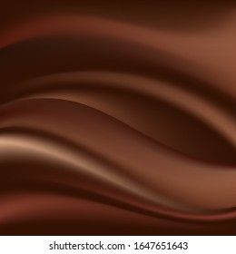 Chocolate wave, abstract background, dark brown color. Vector illustration