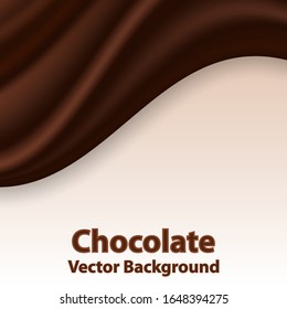 Chocolate wave, abstract background, dark brown color. Vector illustration