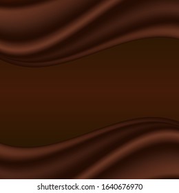 Chocolate wave, abstract dark brown background, smooth satin texture. For cover or page design. Vector illustration