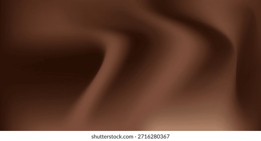 Fundo de onda de chocolate. Textura de cetim suave fluido, padrão de chocolate cremoso marrom escuro. Ilustração vetorial