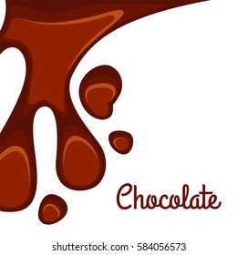 Chocolate wave melting background with copy space. Liquid choco, caramel or cocoa. Vector illustration.