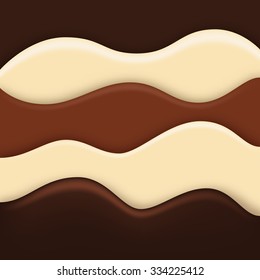 Chocolate waves background, three kind of chocolates