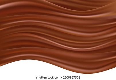 Chocolate waves. Liquid cocoa flow. Horizontal stream