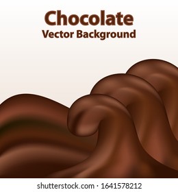 Chocolate waves and swirl abstract background. Vector illustration