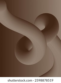 Chocolate wavy background. chocolate cream, dark brown color flowing liquid, smooth silk  texture. Swirl flowing waves. Abstract vector illustration