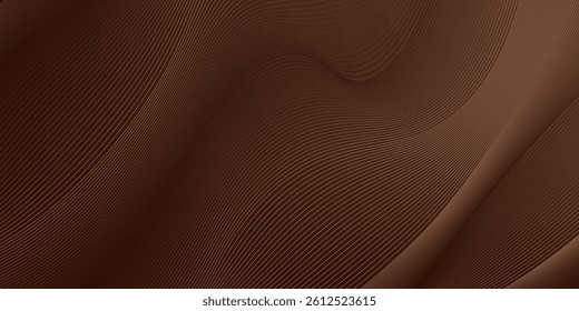 Chocolate wavy background. MIlk chocolate cream, dark brown color flowing liquid, smooth silk texture. 