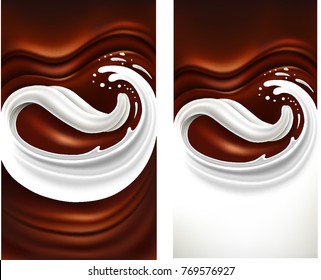 chocolate wavy background with milk tongue splash