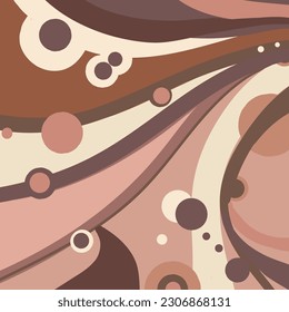 Chocolate wavy swirl background. Abstract chocolate waves, brown color flow. Vector illustration