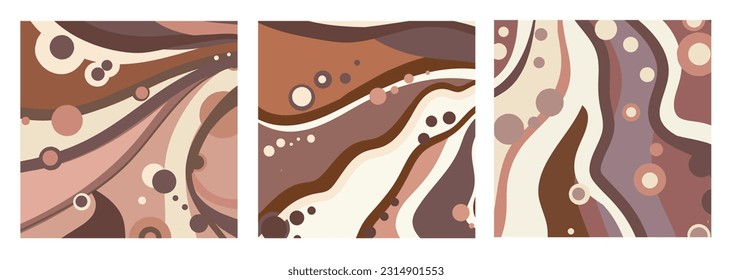 Chocolate wavy swirl background. Abstract chocolate waves, brown color flow. Vector illustration