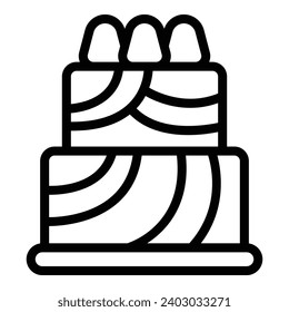 Chocolate wedding cake icon outline vector. Bridal marriage dessert. Delicacy pastry product