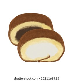 Chocolate chantilly Castella roll bolo sobremesa comida