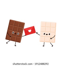 Chocolate and White Chocolate character design. Chocolate vector. Letter love vector.