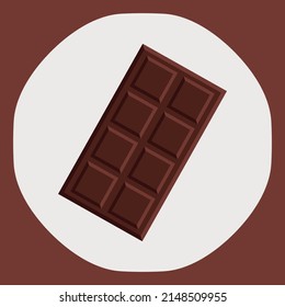 Chocolate in a white circle. Vector chocolate bar in brown color.