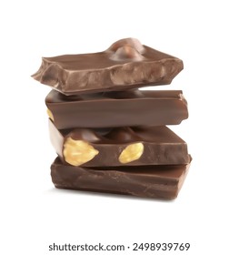 chocolate with whole nuts. Vector illustration