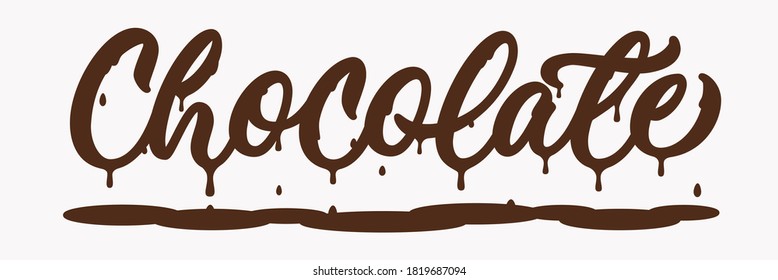 Chocolate - word as melting letters with chocolate drops. Vector illustration.