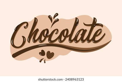 Tipografía de palabra chocolate. Palabras de chocolate. Embalaje de chocolate.