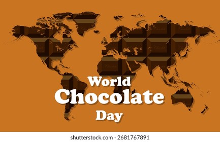 Texto do mapa do dia mundial de chocolate, ilustração de arte vetorial.