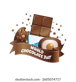Chocolate world day vector cartoon frame